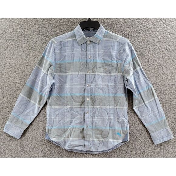 Tommy Bahama Coastline Cord Yosemite Check Shirt Men's S Dockside Blue Button Up - Picture 2 of 14